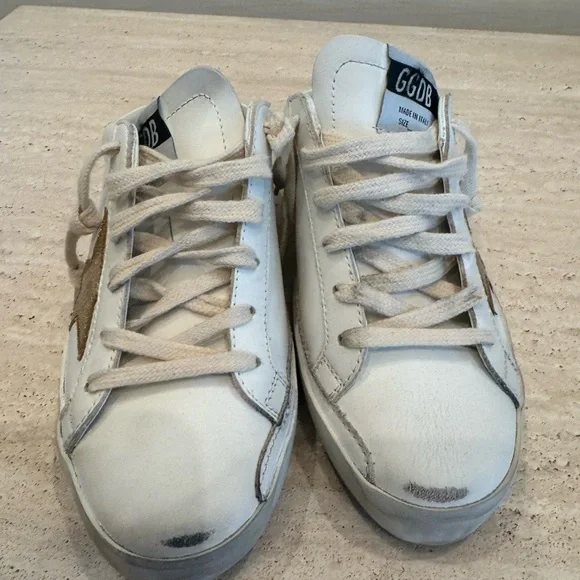 Golden Goose White and Gold Sneakers - Picture 3 of 7